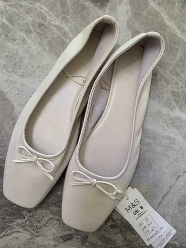 Ballerinas leder schleife - m&s,