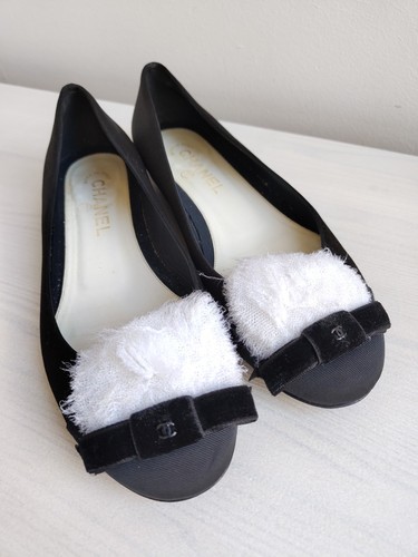 Chanel schwarze flache - , satin