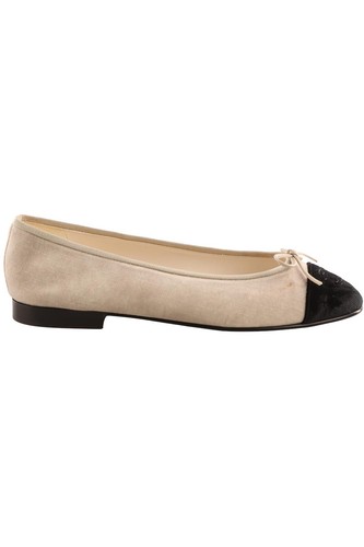 Chanel creme samt ballerinas - samt,