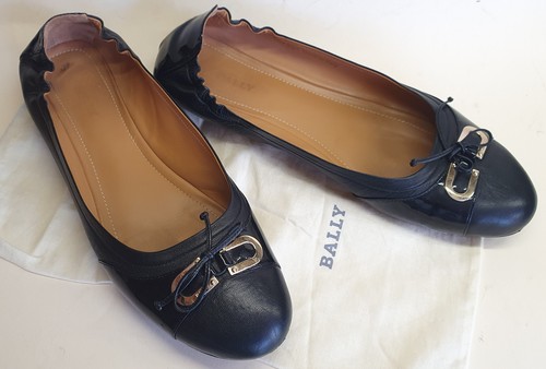 Black leather ballet - , flats
