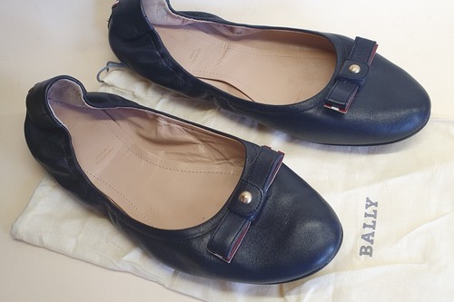 Navy blue leather - ballet, flats